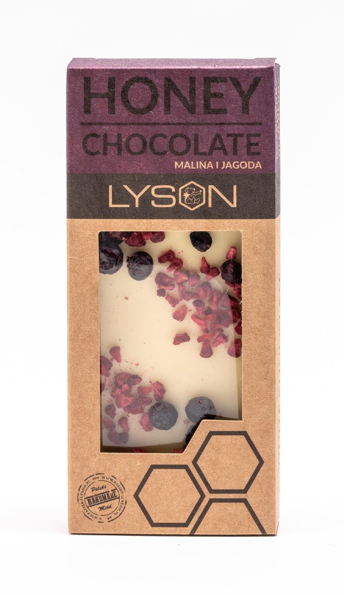 ŁYSOŃ Łysoń Czekolada biała miód malina jagoda 70g. 5906660813156