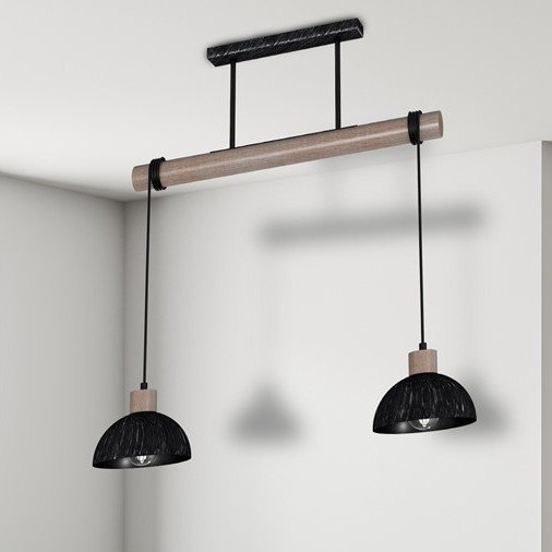 Milagro Lampa wisząca ERIK Sawn black/Patinated wood 2XE27 MLP7639