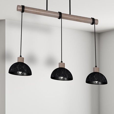Milagro Lampa wisząca ERIK Sawn black/Patinated wood 3XE27 MLP7640