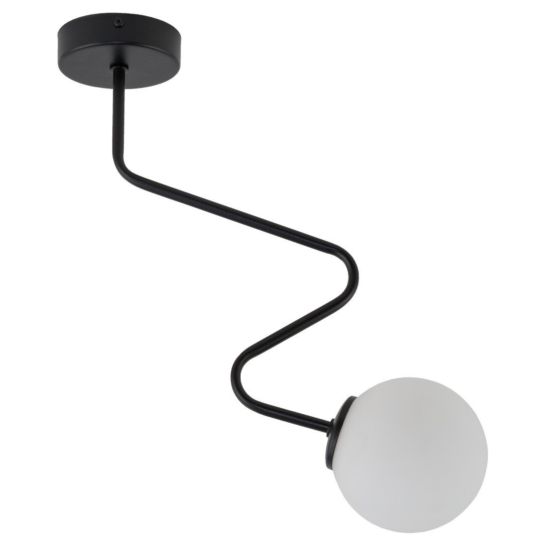 Sigma czarno-biała lampa sufitowa z okrągłym kloszem ZIGZAG 1 33292 pojedyncza lampa na sufit klosz szklana kula 33292