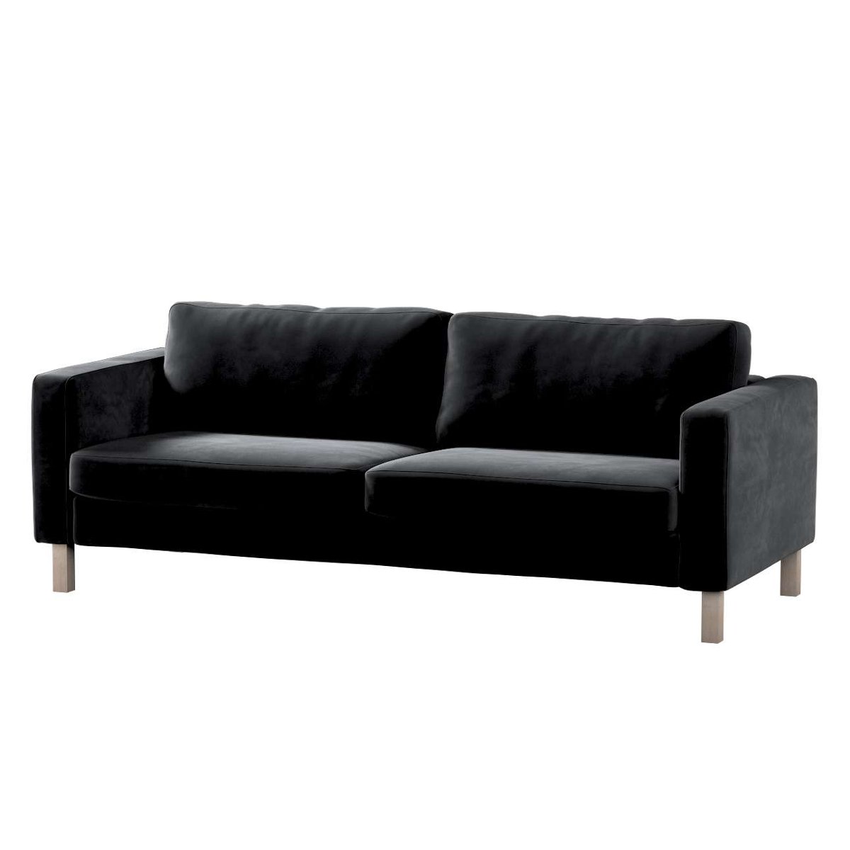 Dekoria pl pl Pokrowiec na sofę Karlstad rozkładaną głęboka czerń 224 x 89 x 64 cm Velvet 1017-704-17