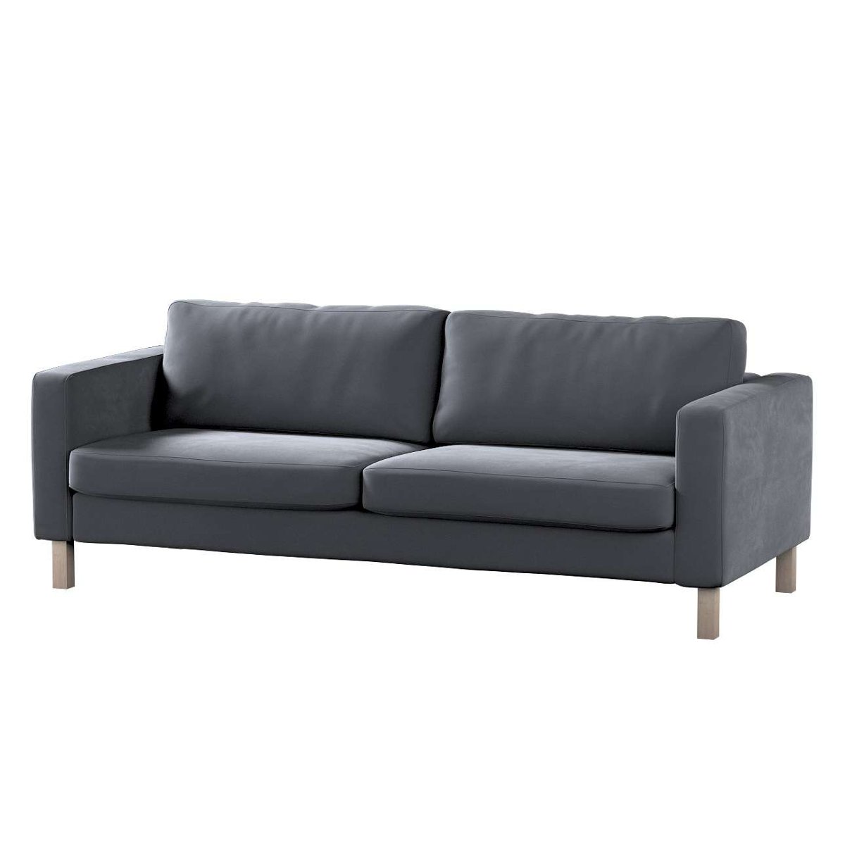 Dekoria Pokrowiec na sofę Karlstad 3-osobową nierozkładaną krótki grafitowy szary Sofa Karlstad 3-osobowa Velvet 615-704-12
