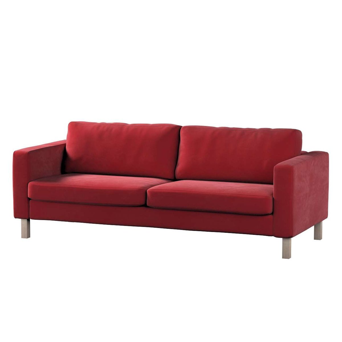 Dekoria pl pl Pokrowiec na sofę Karlstad 3-osobową nierozkładaną krótki intensywna czerwień 204 x 89 x 64 cm Velvet 615-704-15
