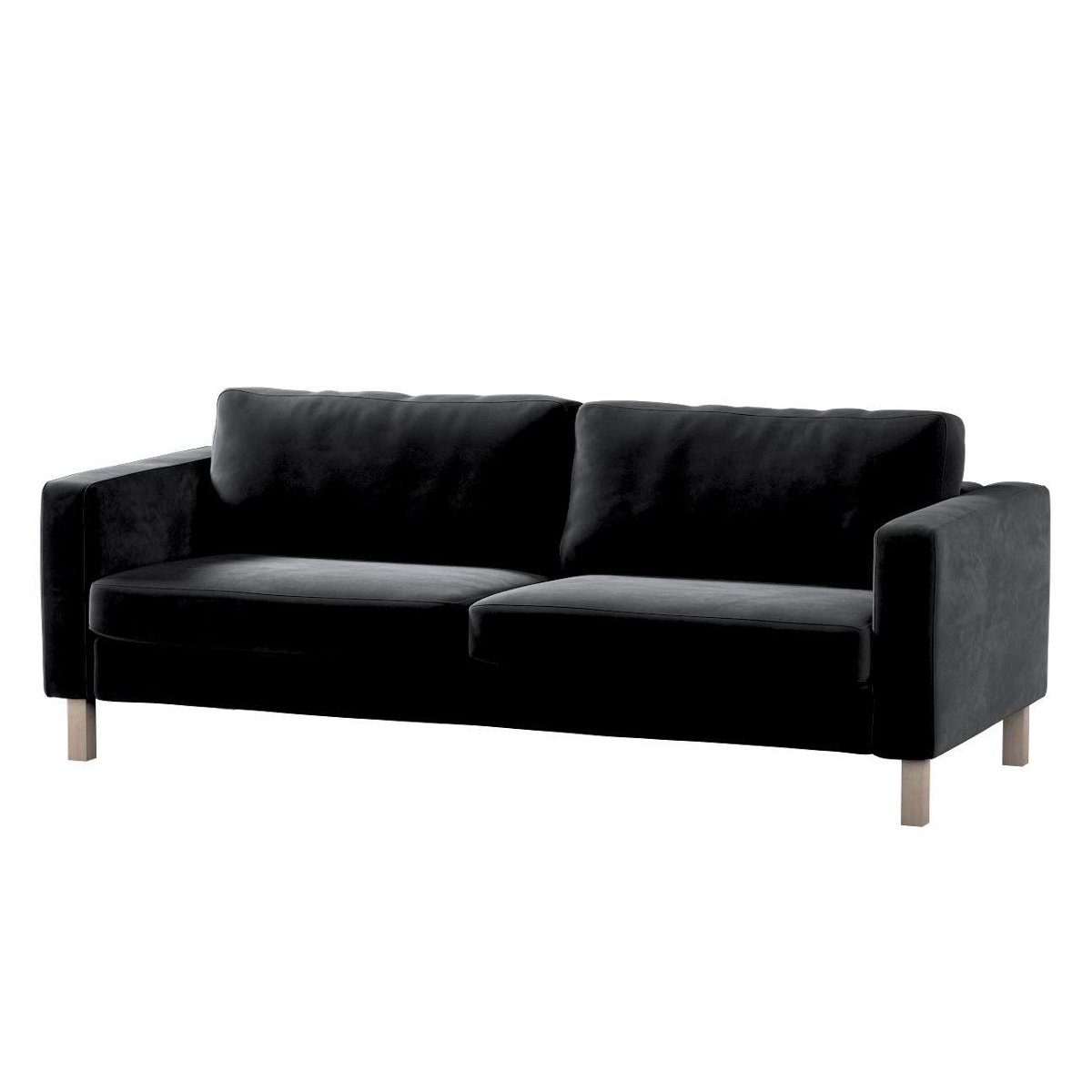 Dekoria pl pl Pokrowiec na sofę Karlstad 3-osobową nierozkładaną krótki głęboka czerń 204 x 89 x 64 cm Velvet 615-704-17