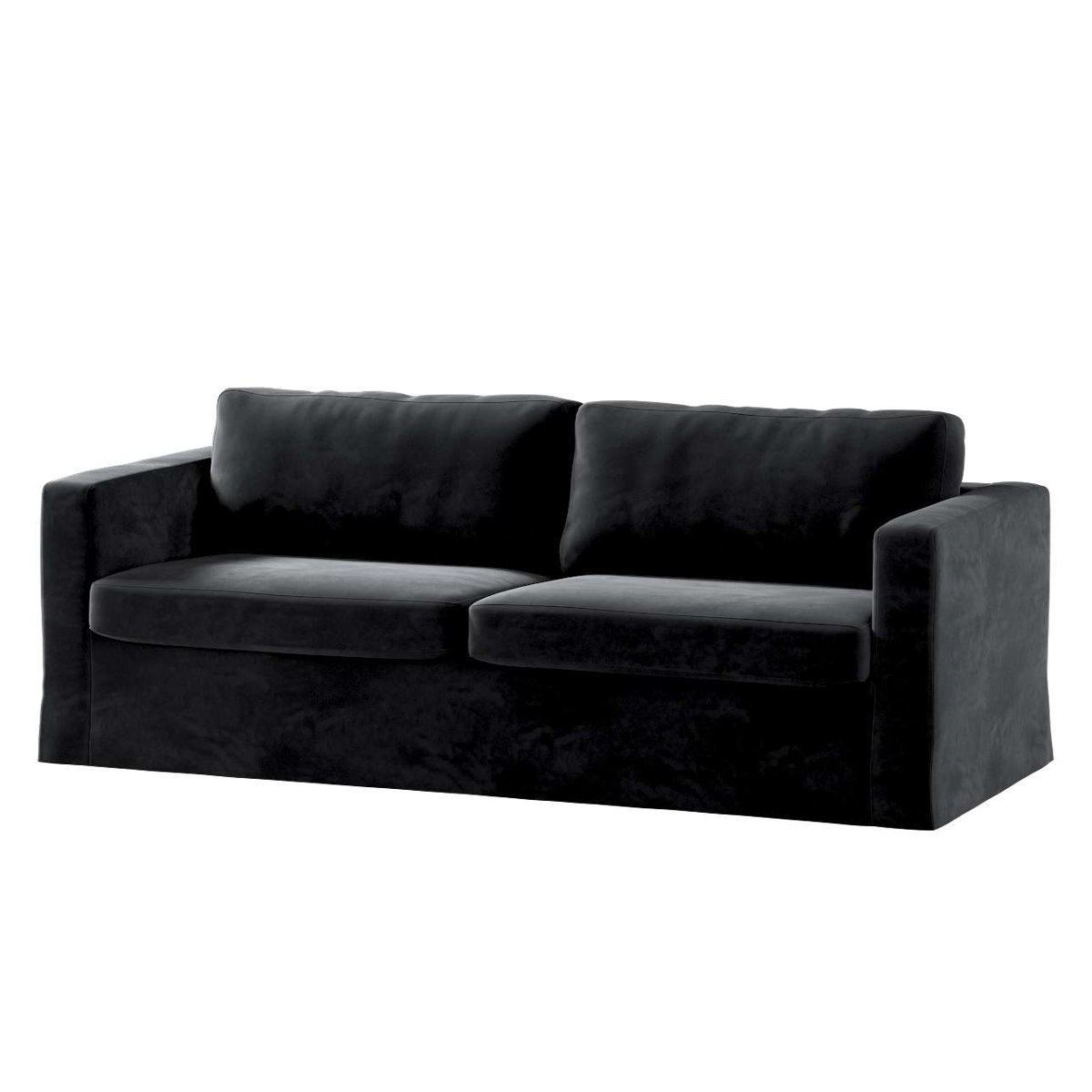Dekoria pl pl Pokrowiec na sofę Karlstad 3-osobową nierozkładaną długi głęboka czerń 204 x 89 x 66 cm Velvet 616-704-17
