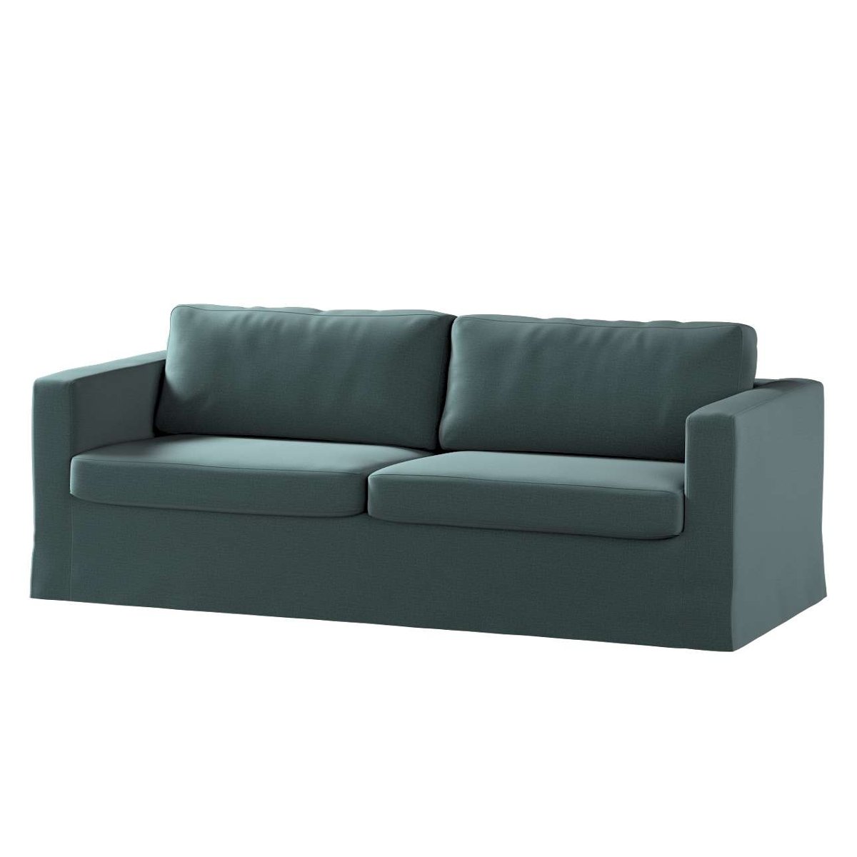 Dekoria pl pl Pokrowiec na sofę Karlstad 3-osobową nierozkładaną długi zgaszony szmaragd welwet 204 x 89 x 66 cm Ingrid 5902117843516