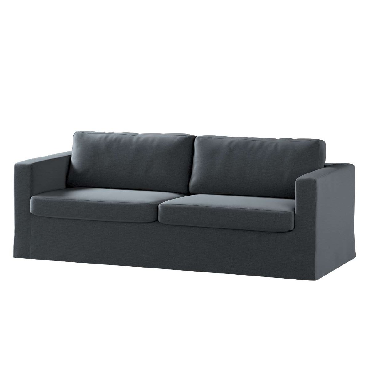 Dekoria pl pl Pokrowiec na sofę Karlstad 3-osobową nierozkładaną długi grafitowy welwet 204 x 89 x 66 cm Ingrid 5902117849884