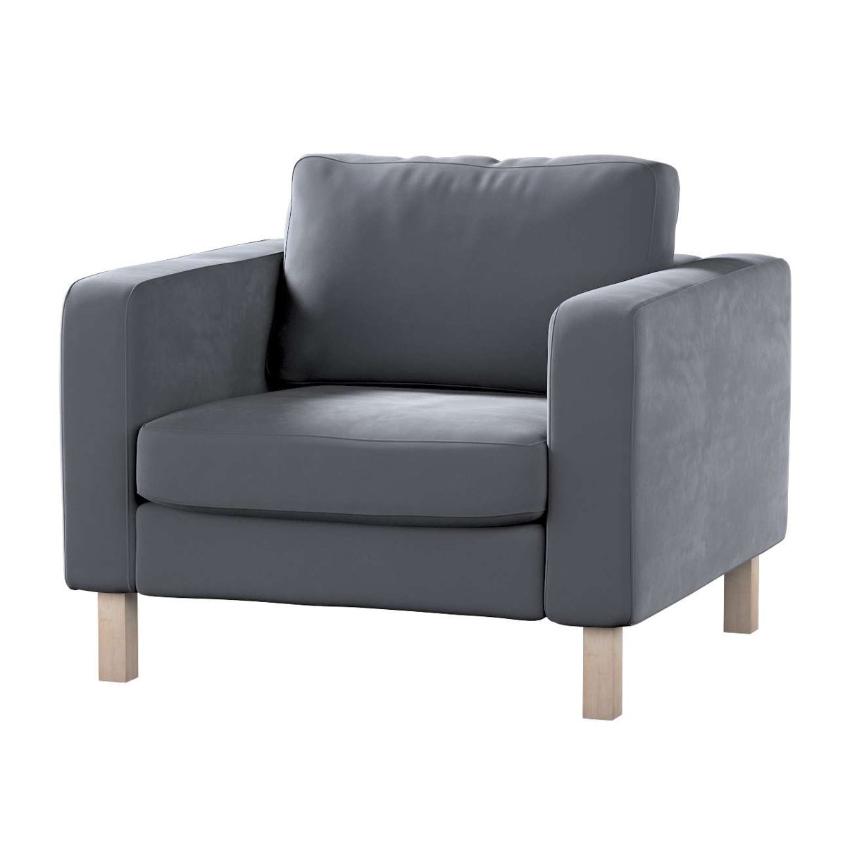 Dekoria pl pl Pokrowiec na fotel Karlstad krótki grafitowy szary 89 x 89 x 64 cm Velvet 619-704-12
