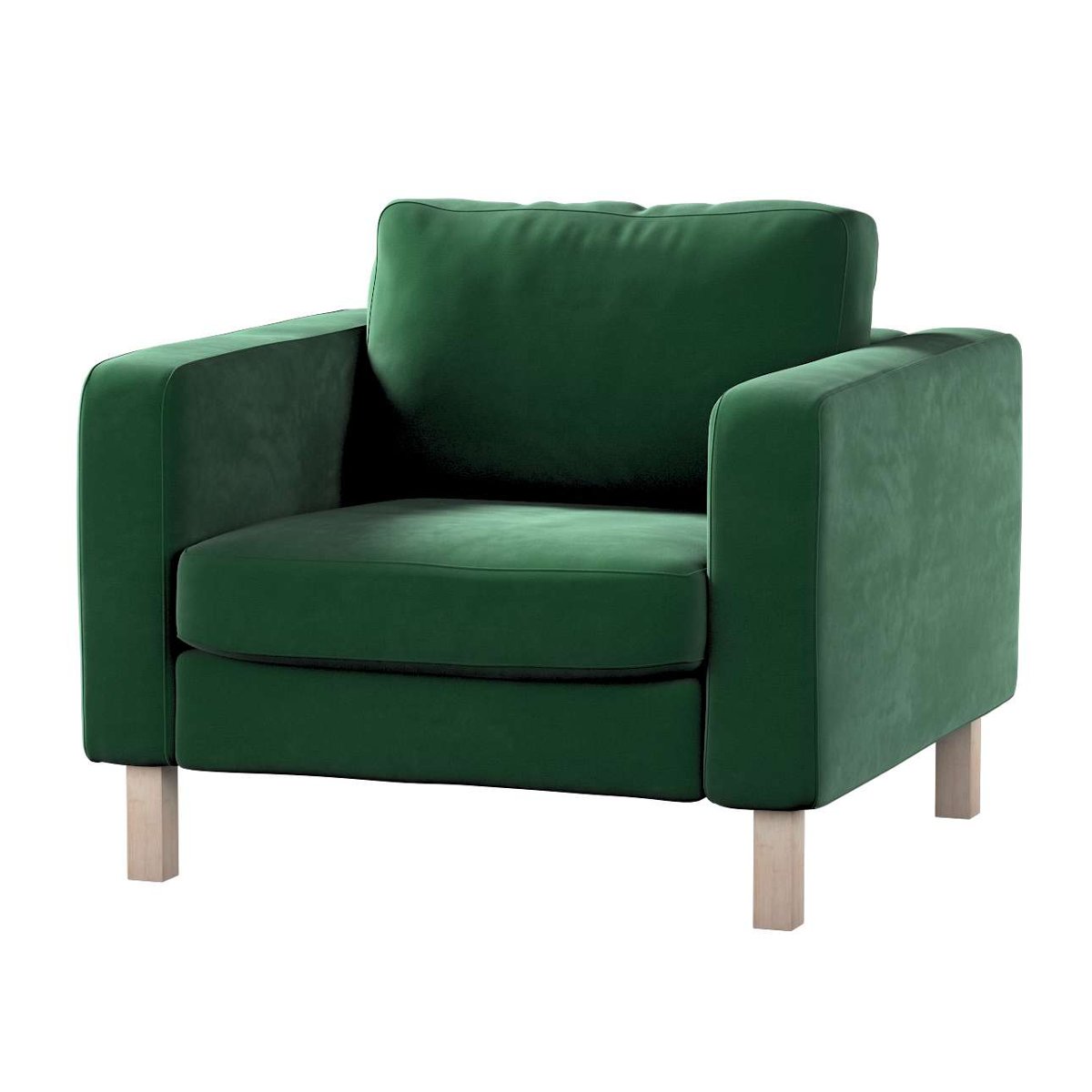 Dekoria pl pl Pokrowiec na fotel Karlstad krótki butelkowa zieleń 89 x 89 x 64 cm Velvet 619-704-13