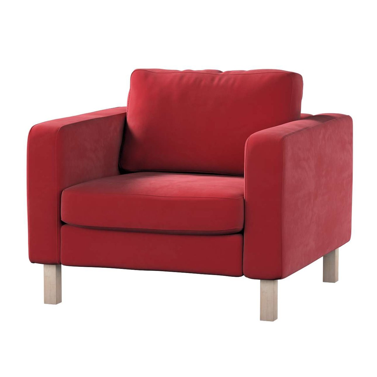 Dekoria pl pl Pokrowiec na fotel Karlstad krótki intensywna czerwień 89 x 89 x 64 cm Velvet 619-704-15
