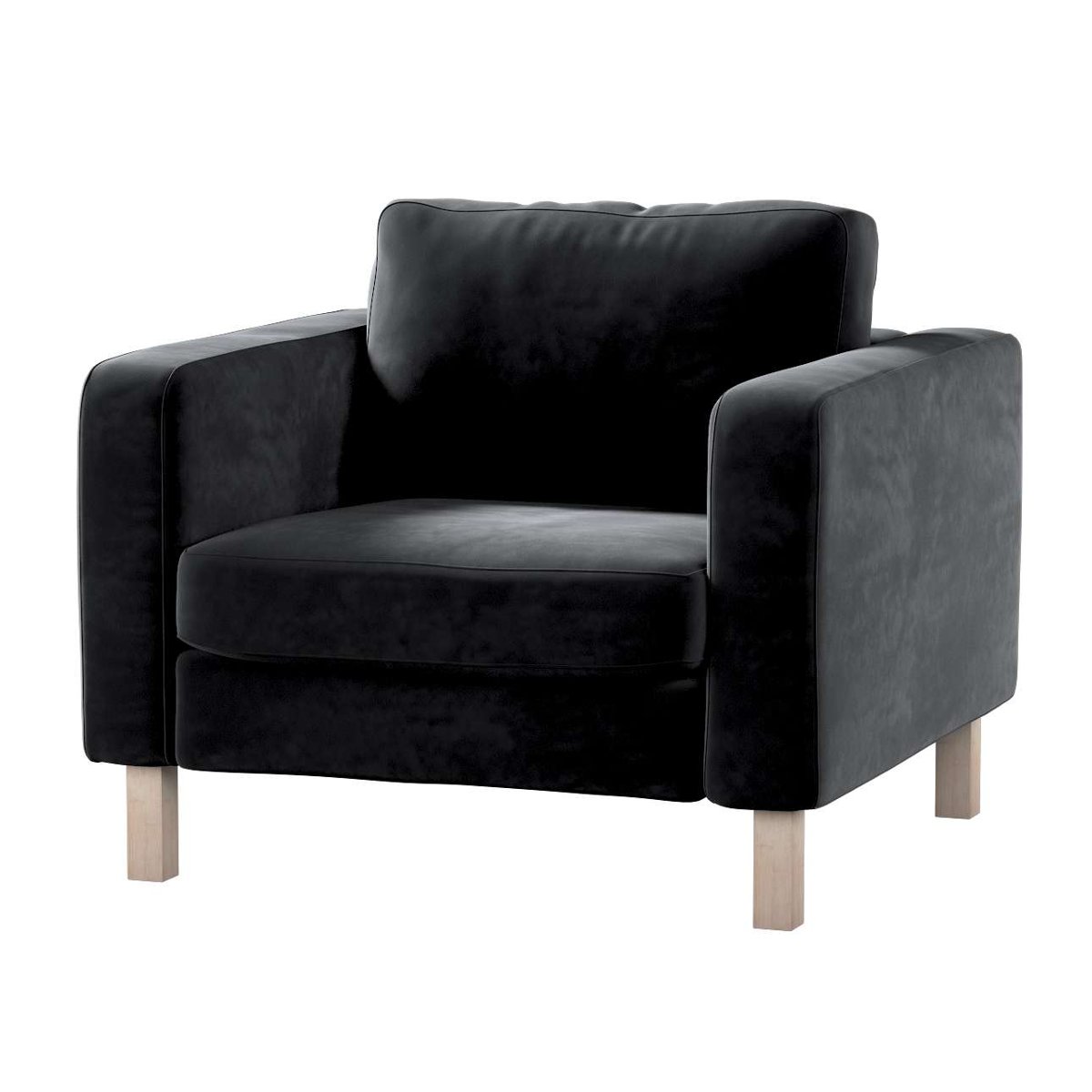 Dekoria pl pl Pokrowiec na fotel Karlstad krótki głęboka czerń 89 x 89 x 64 cm Velvet 619-704-17