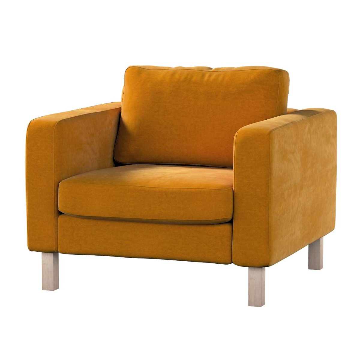 Dekoria pl pl Pokrowiec na fotel Karlstad krótki miodowy 89 x 89 x 64 cm Velvet 619-704-23