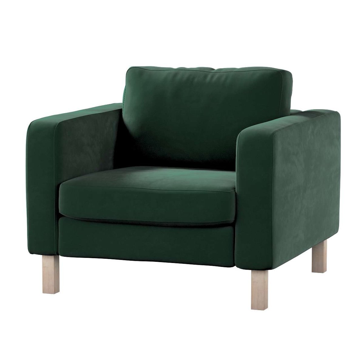 Dekoria pl pl Pokrowiec na fotel Karlstad krótki ciemny zielony 89 x 89 x 64 cm Velvet 619-704-25