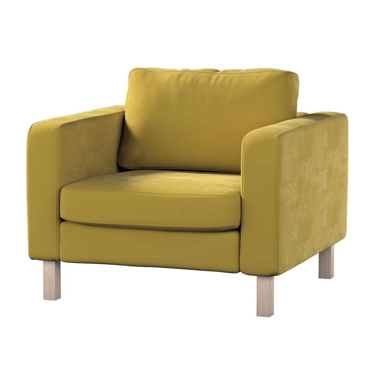 Dekoria pl pl Pokrowiec na fotel Karlstad krótki oliwkowy zielony 89 x 89 x 64 cm Velvet 619-704-27