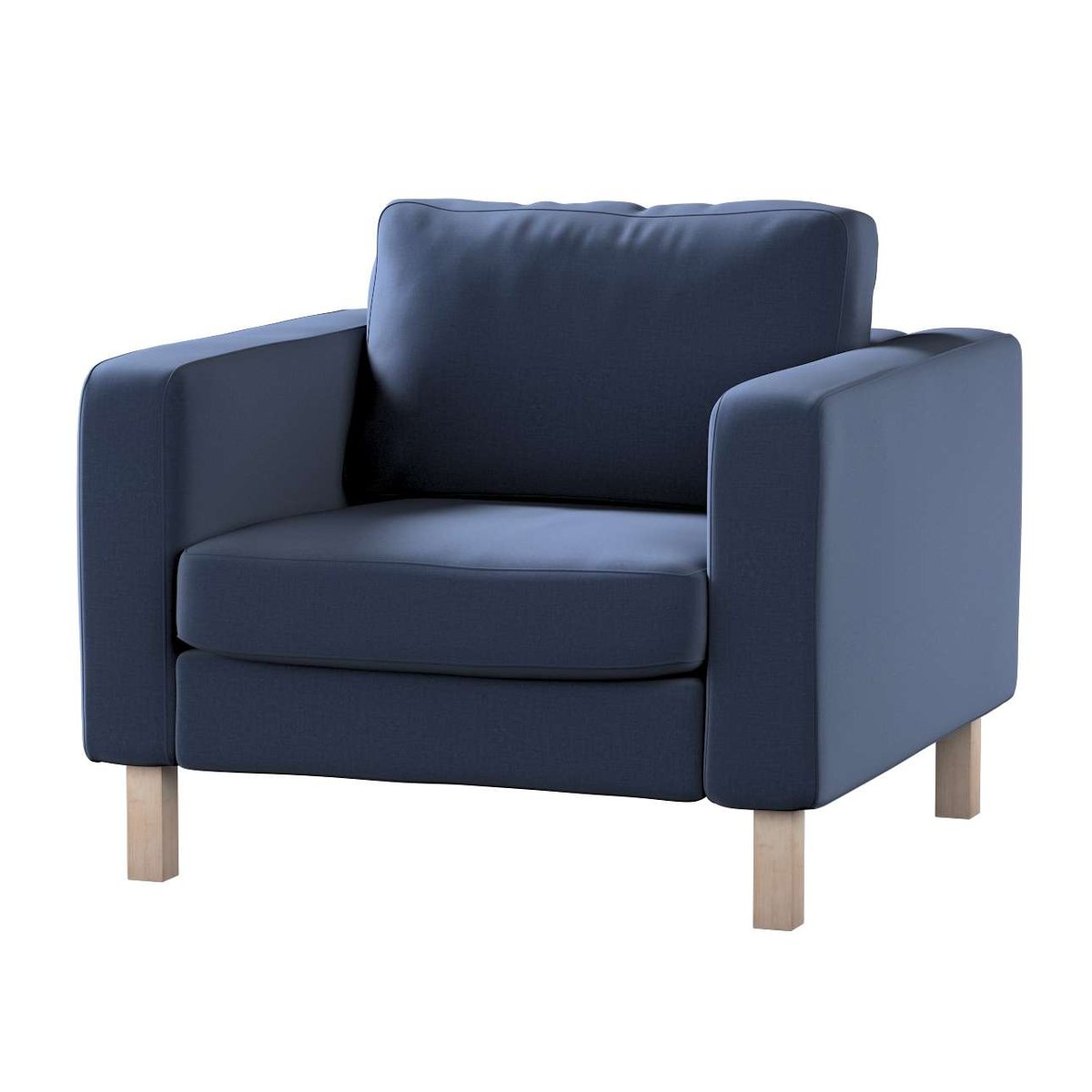Dekoria pl pl Pokrowiec na fotel Karlstad krótki granatowy welwet 89 x 89 x 64 cm Ingrid 619-705-39