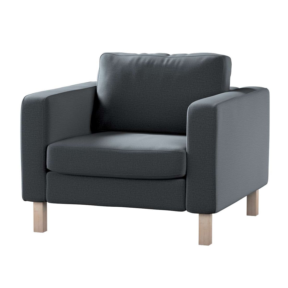 Dekoria pl pl Pokrowiec na fotel Karlstad krótki grafitowy welwet 89 x 89 x 64 cm Ingrid 619-705-43