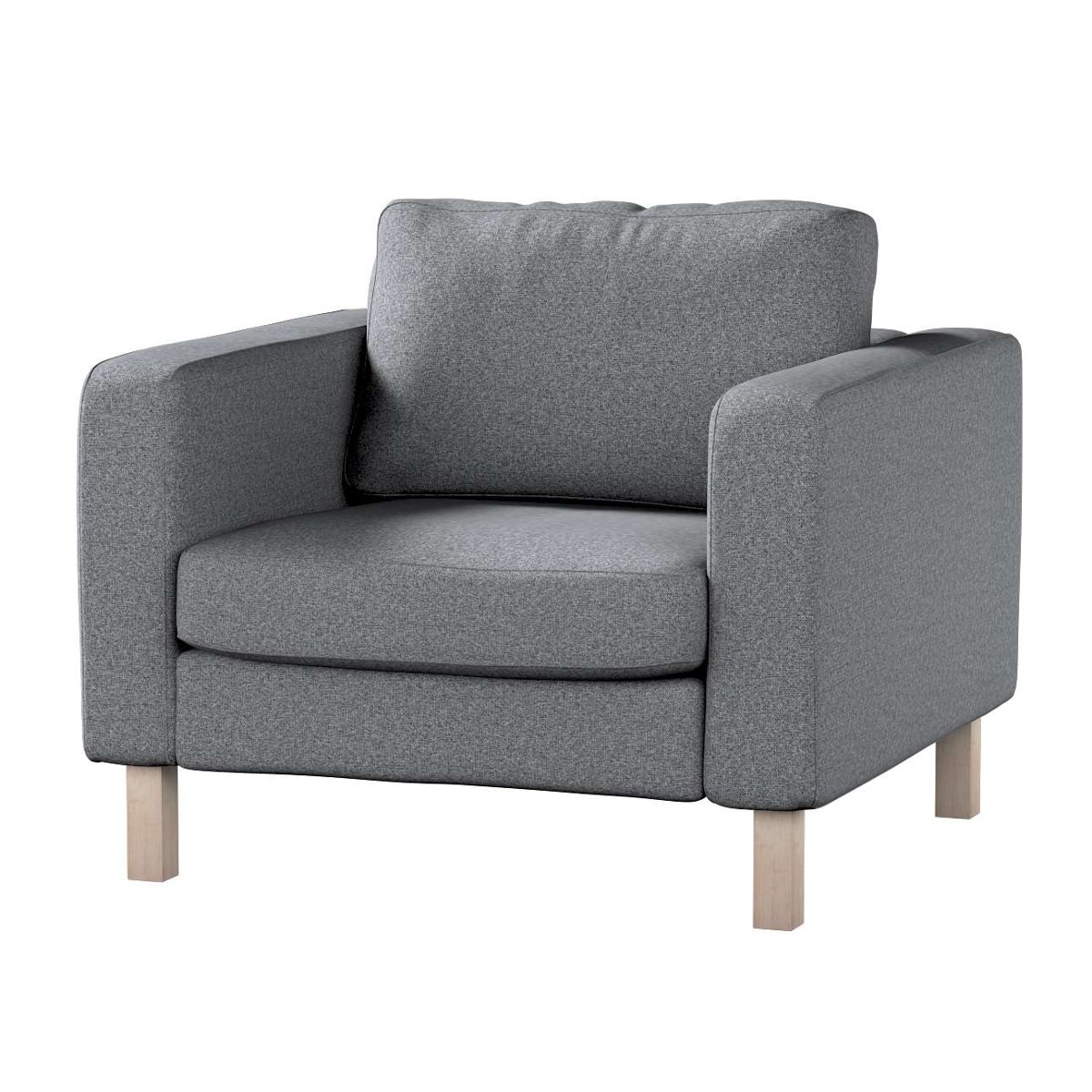 Dekoria pl pl Pokrowiec na fotel Karlstad krótki ciemno szary melanż 89 x 89 x 64 cm Amsterdam 619-704-47
