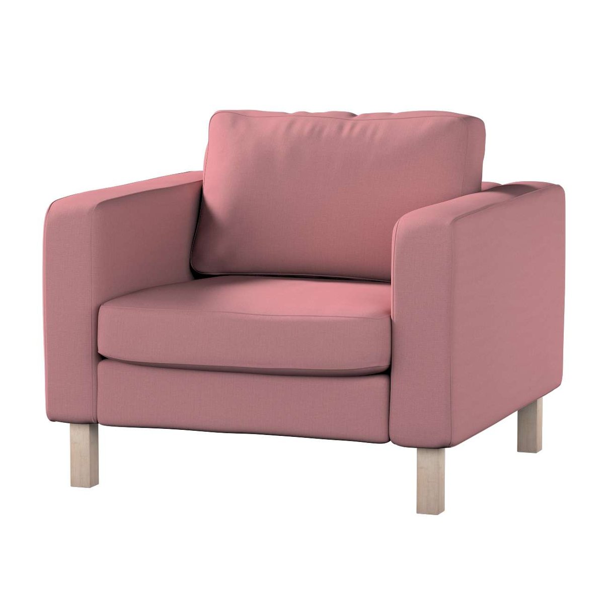 Dekoria pl pl Pokrowiec na fotel Karlstad krótki zgaszony róż 89 x 89 x 64 cm Cotton Panama 619-702-43