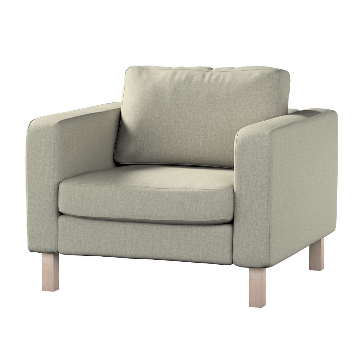 Dekoria pl pl Pokrowiec na fotel Karlstad krótki szaro-beżowy szenil 89 x 89 x 64 cm City 619-704-80