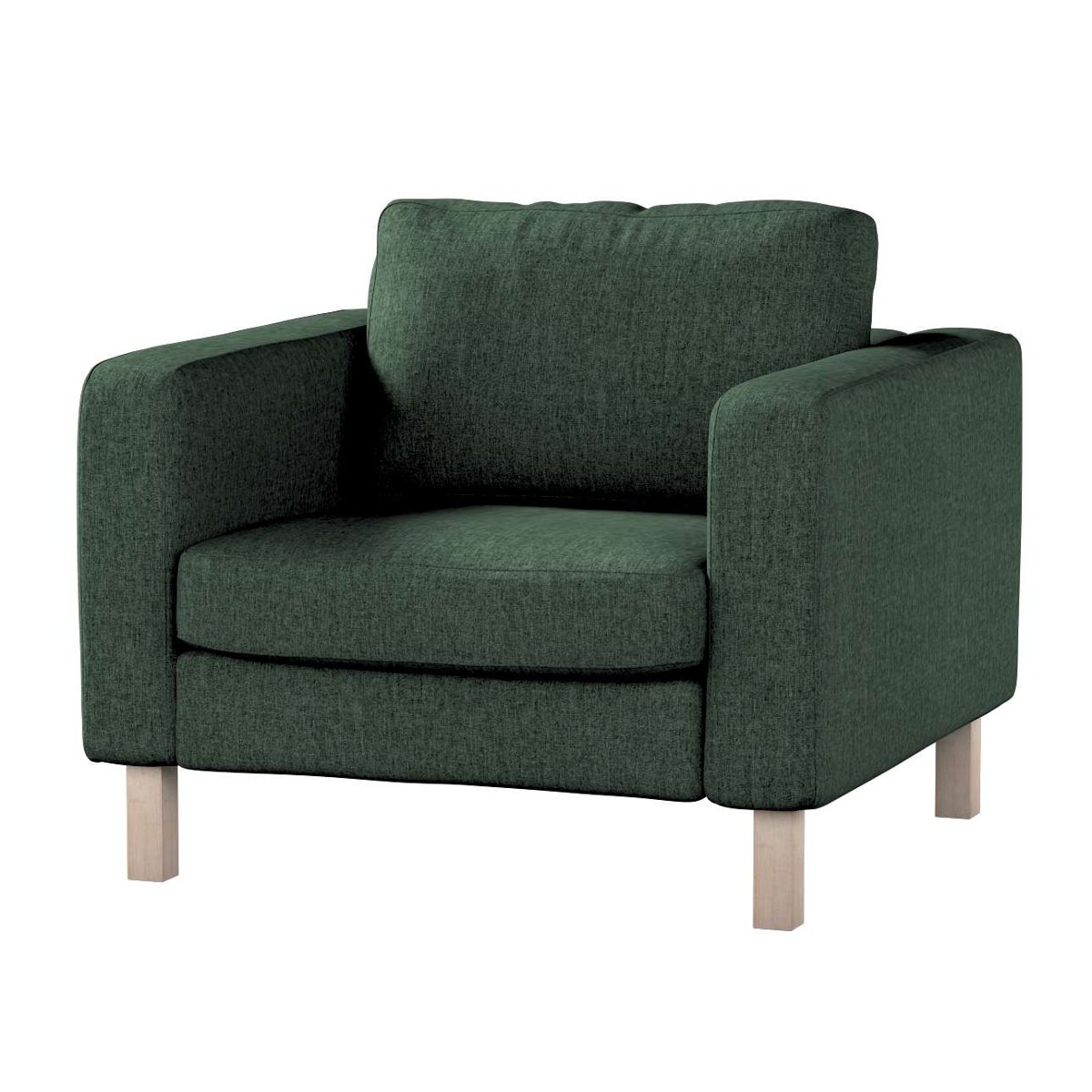 Dekoria pl pl Pokrowiec na fotel Karlstad krótki leśna zieleń szenil 89 x 89 x 64 cm City 619-704-81
