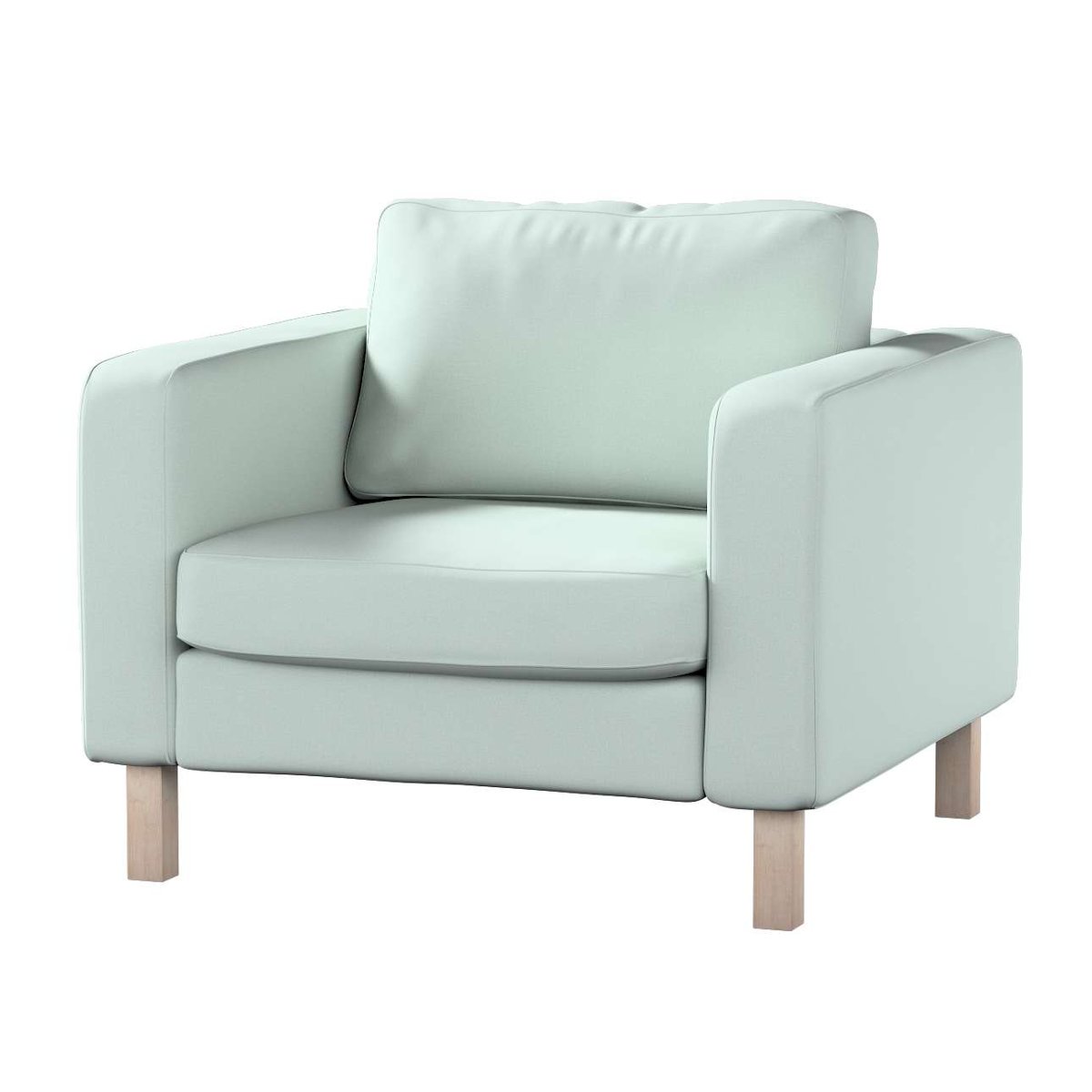 Dekoria pl pl Pokrowiec na fotel Karlstad krótki szary błękit szenil 89 x 89 x 64 cm City 619-704-88