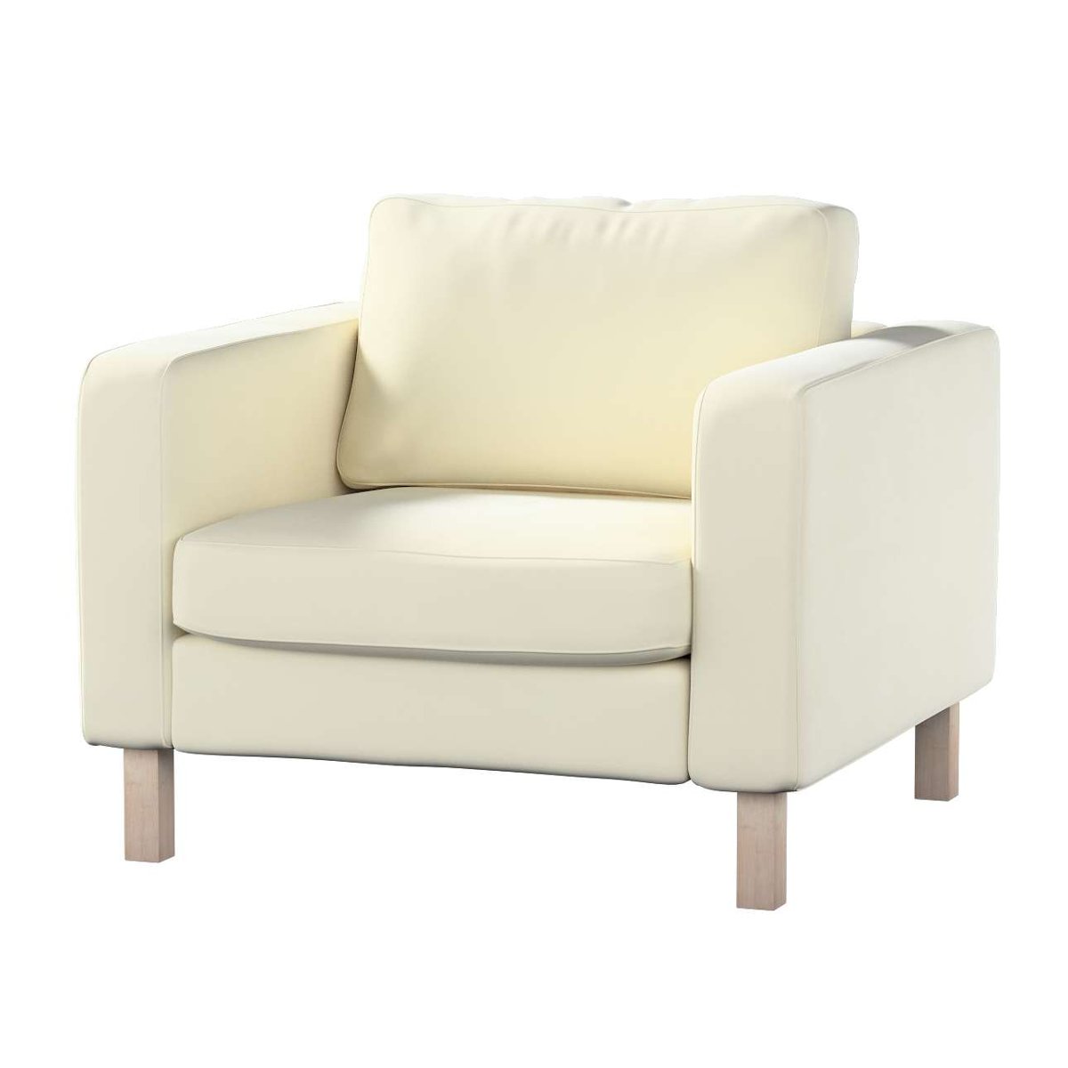 Dekoria pl pl Pokrowiec na fotel Karlstad krótki śmietankowa biel 89 x 89 x 64 cm Velvet 619-704-10