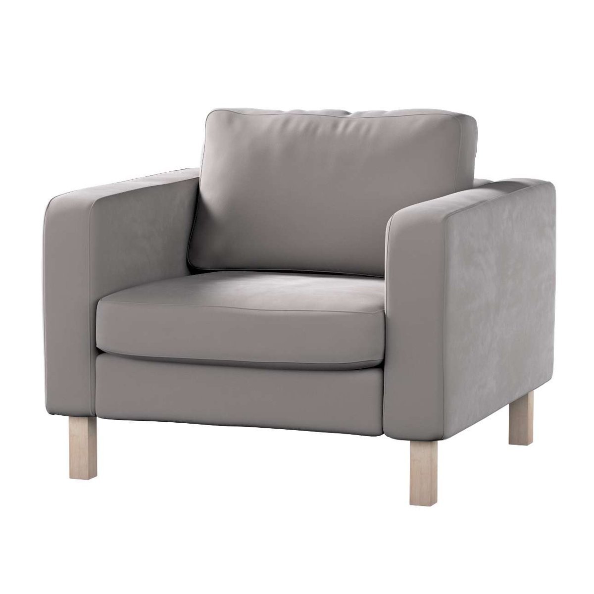 Dekoria pl pl Pokrowiec na fotel Karlstad krótki gołębi szary 89 x 89 x 64 cm Velvet 619-704-11