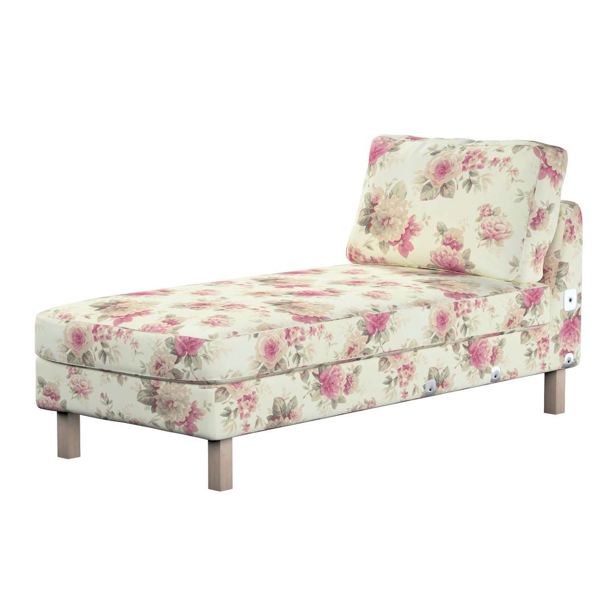 Dekoria pl pl Pokrowiec na szezlong Karlstad dostawka krótki różowo-beżowe róże na kremowym tle 80 x 160 x 80 cm Londres 733-141-07