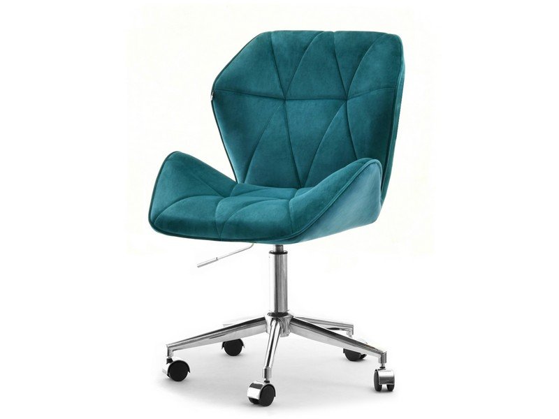 Fotel Obrotowy Do Domowego Biura Velo Move Turkus Welur Podstawa Chrom