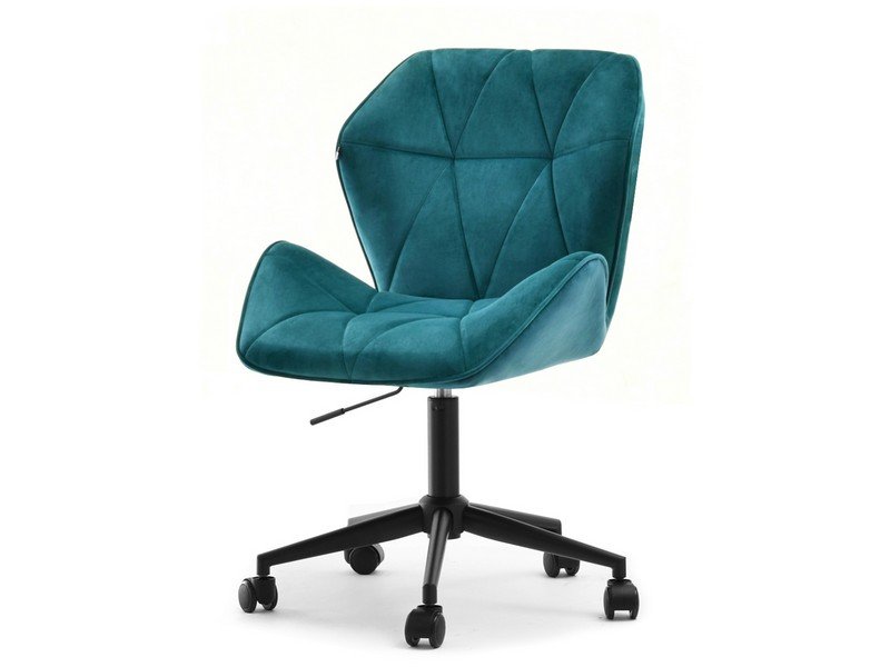 BIUROWY FOTEL NA KÓŁKACH NA CZARNEJ PODSTAWIE VELO MOVE TURKUS WELUR
