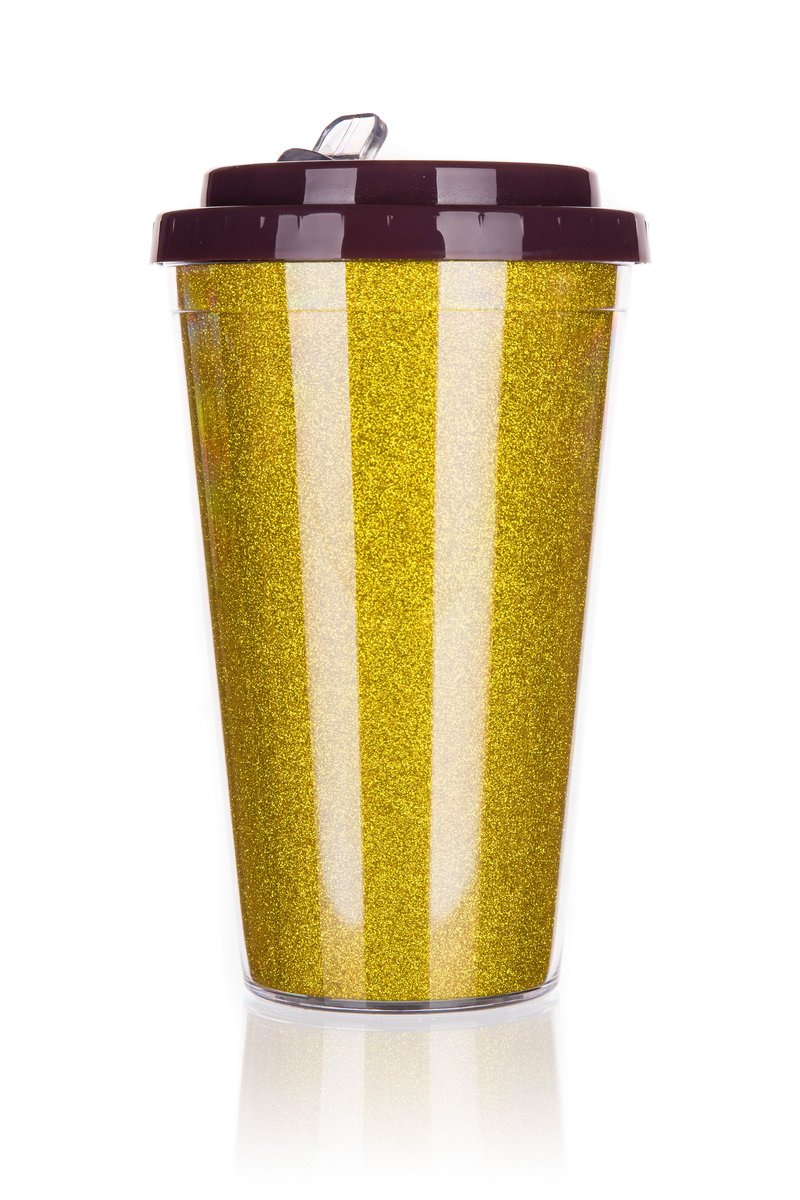 Kubek podróżny o podwójnych ściankach BANQUET Glitters 500 ml, Złoty