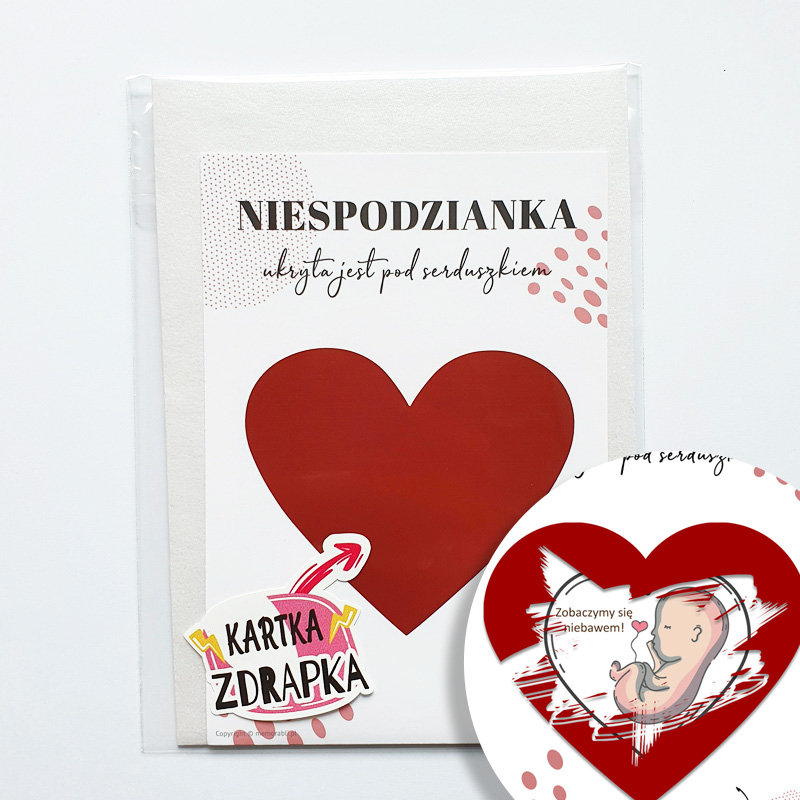 HIT! Jestem w ciąży - kartka zdrapka uniwersalna czerwona