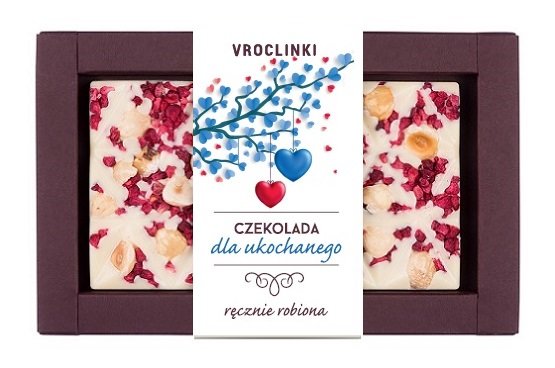 Czekolada Biała  Z Malinami I Orzechami Laskowymi Dla Ukochanego Dwa Serca