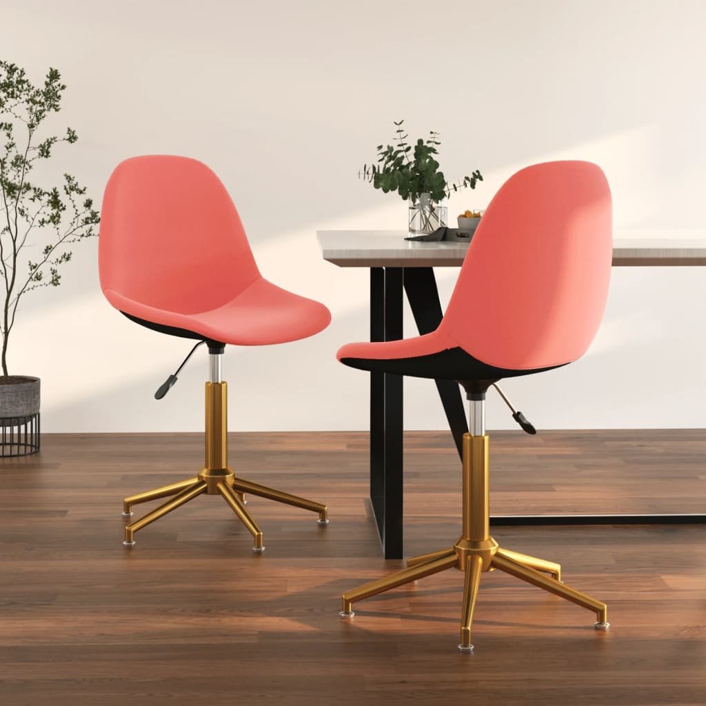 vidaXL Obrotowe krzesła stołowe 2 szt. różowe obite aksamitem 333522