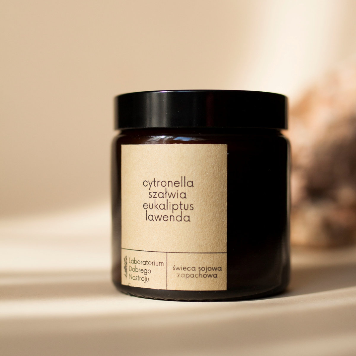 Laboratorium Dobrego Nastroju, Świeca Sojowa: Cytronella-Szałwia-Eukaliptus-Lawenda, 120 ml