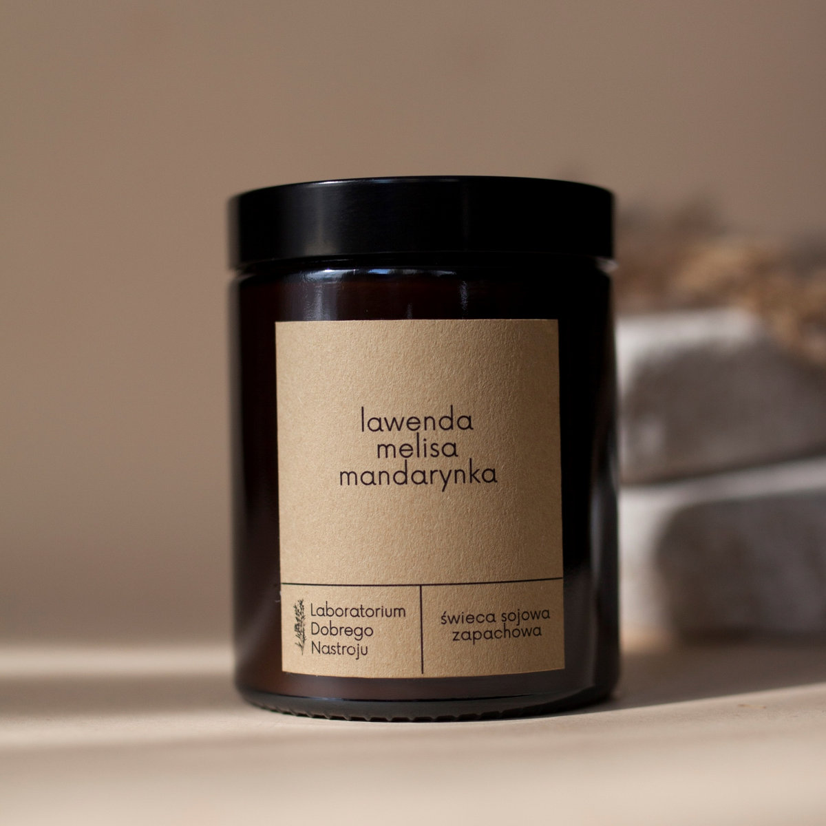 Laboratorium Dobrego Nastroju, Świeca Sojowa: Lawenda-Melisa-Mandarynka, 180 ml