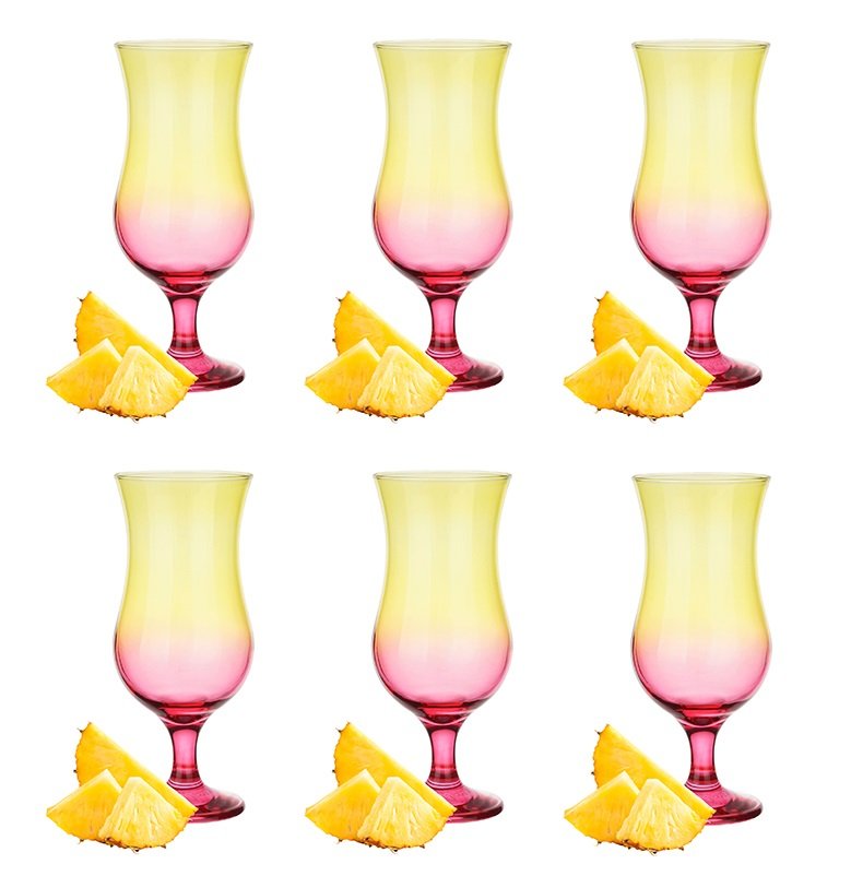 Zestaw 6Szt Kieliszek Koktajlowy 420Ml Żółto-Różowy