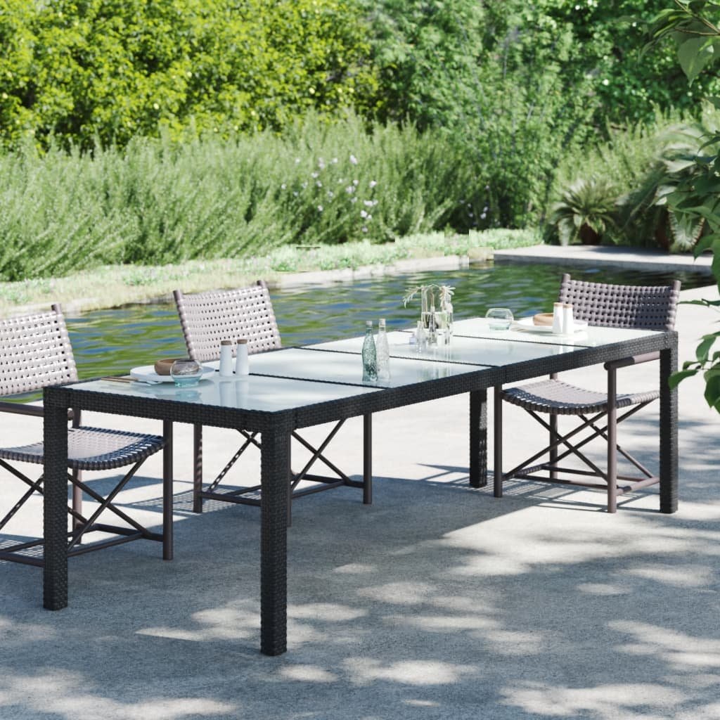 vidaXL Stół ogrodowy 250x100x75 cm szkło hartowane i rattan PE 316725