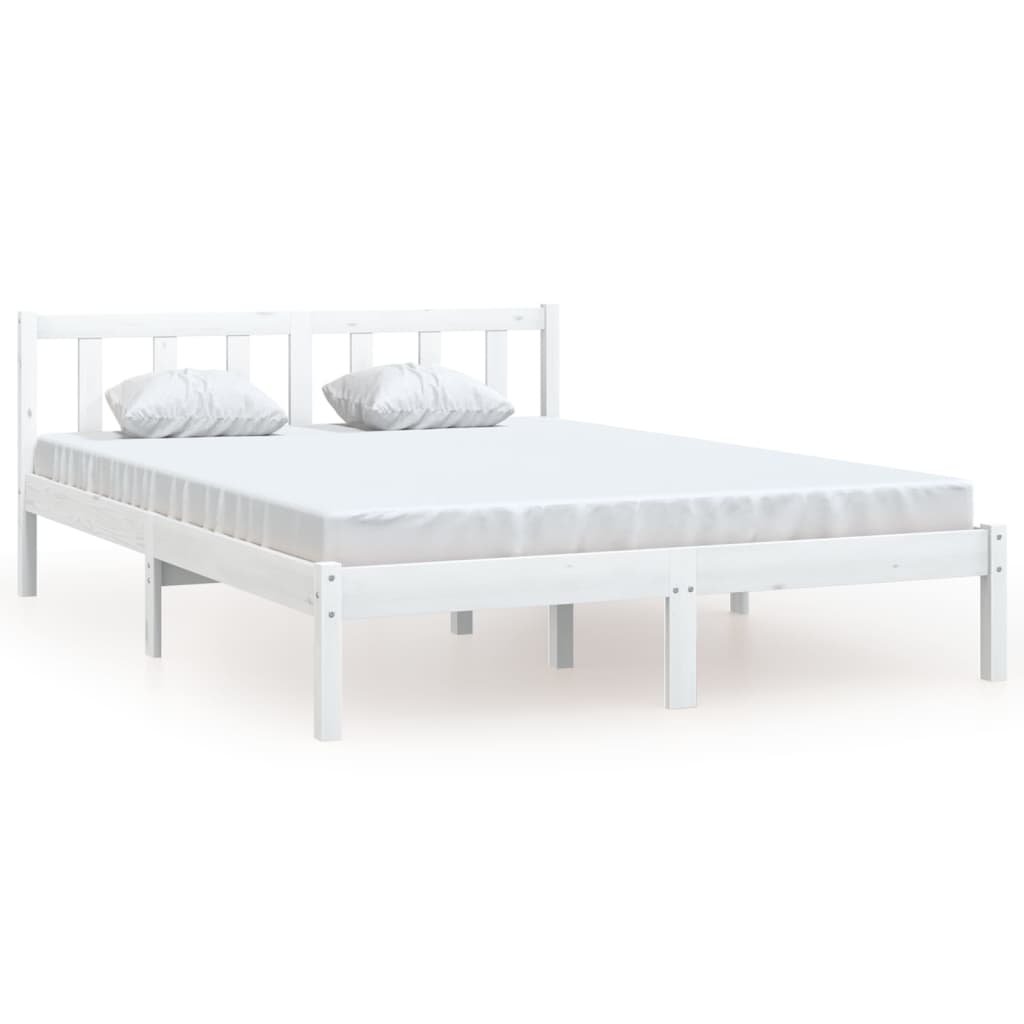 vidaXL Rama łóżka biała lite drewno sosnowe 140 x 200 cm 810083