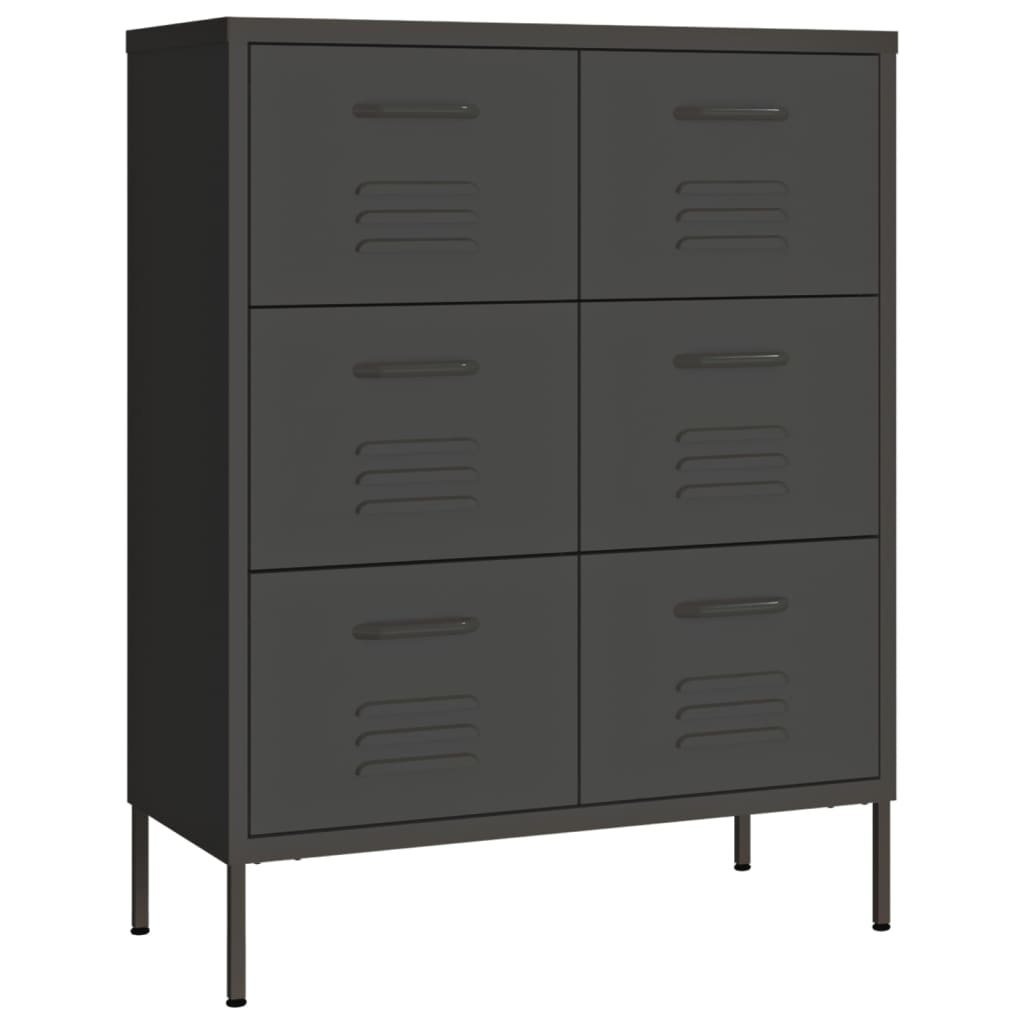 shumee Szafka z szufladami antracytowa 80x35x101,5 cm stalowa
