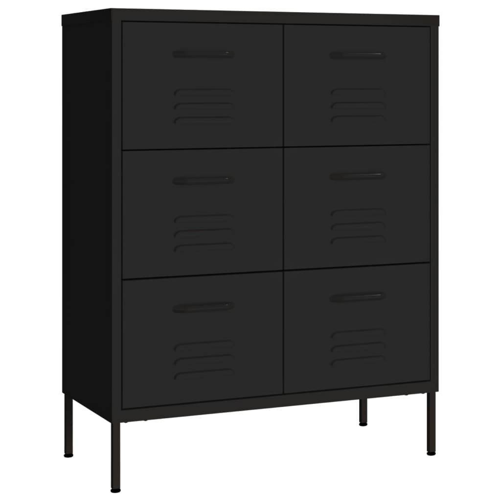 shumee Szafka z szufladami czarna 80x35x101,5 cm stalowa