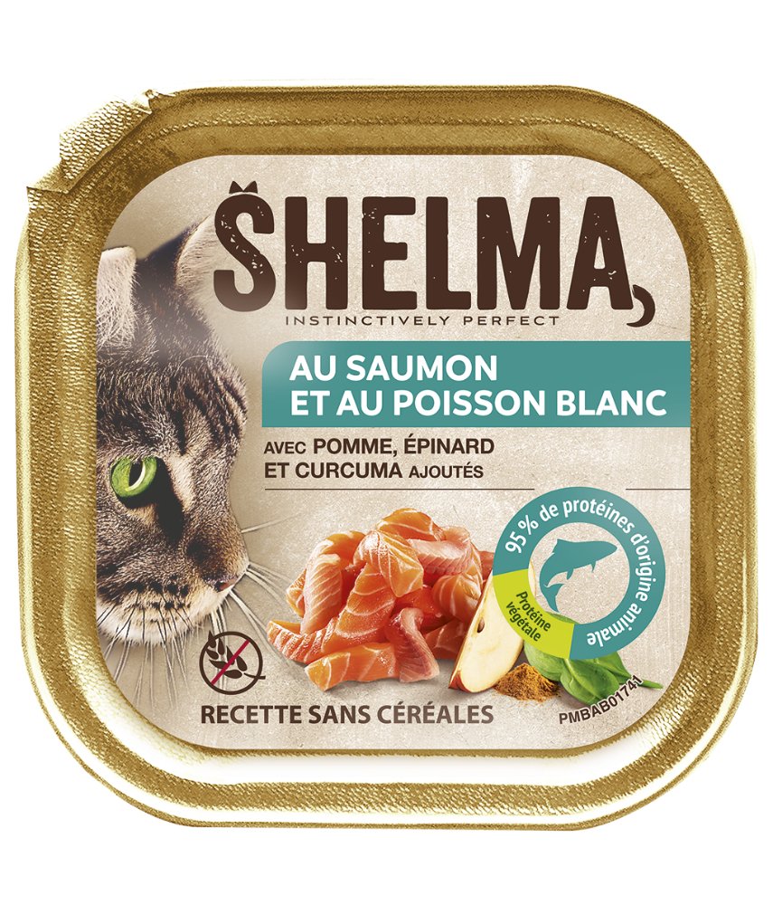 Shelma Alucup Cat Salmon And White Fish, With Added Apple And Spinach, Curcuma