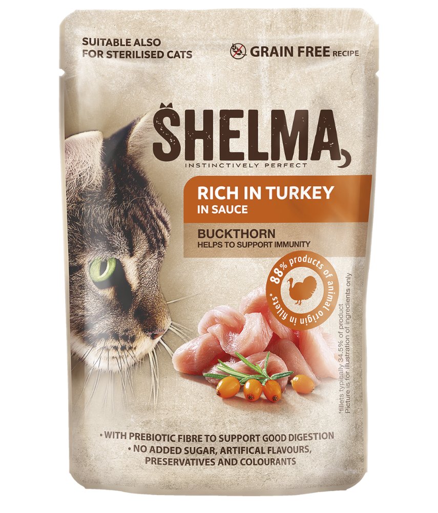 Shelma Grain Free Fillets Rich In Turkey And With Buckthorn In Sauce 85 G