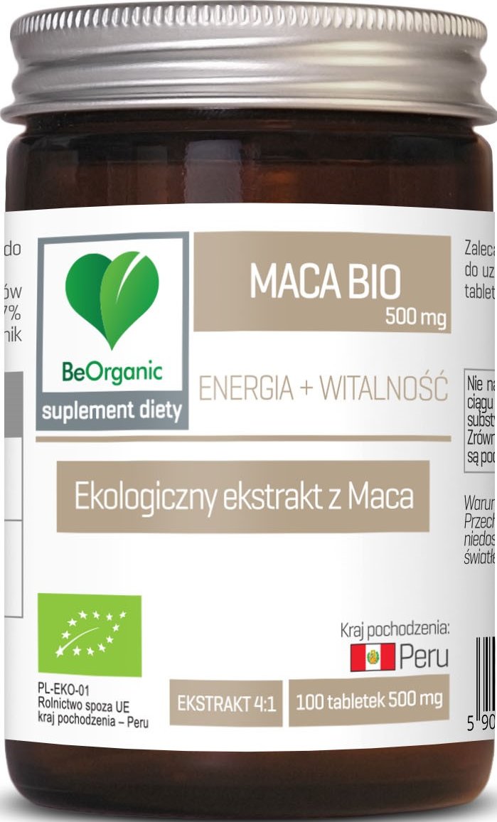 Organic MACA EKSTRAKT 4:1 BIO 100 TABLETEK (500 mg) - BE