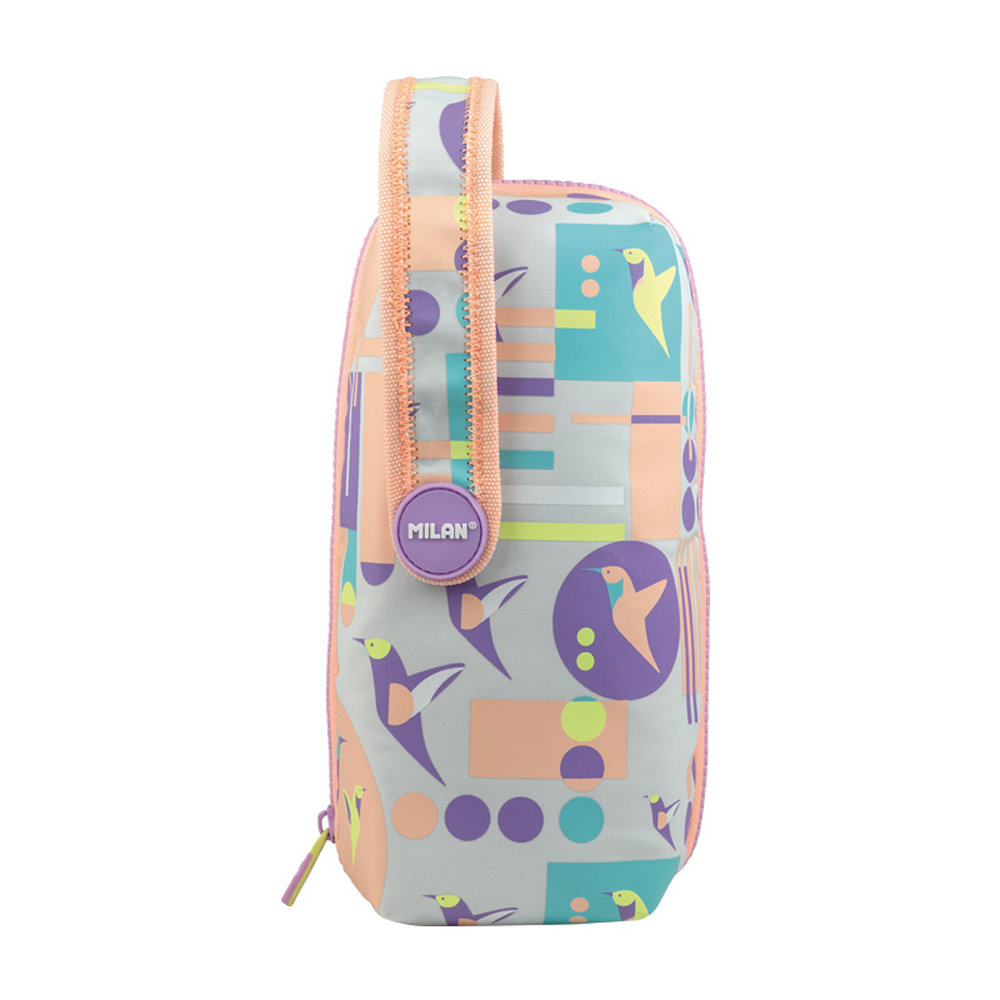 Milan Multipiórnik owalny z 4 piórnikami Sugar Colibri Pastel szaro-różowy