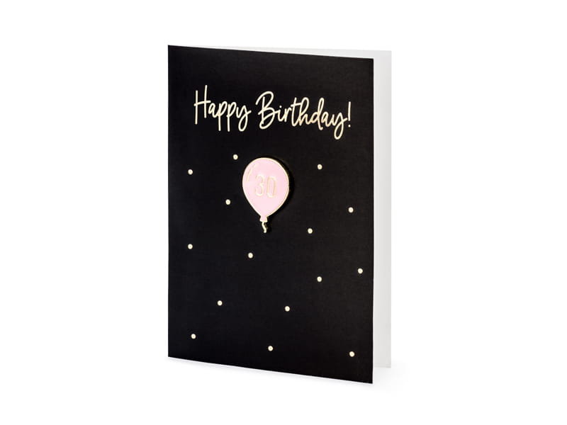 Partydeco Kartka z pinem Happy Birthday na 30 urodziny + koperta 1szt KAR8-30 KAR8-30