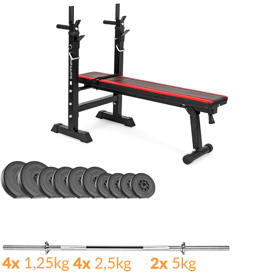 SAPPHIRE Zestaw obciążeń Solid 31 kg z ławką xg025