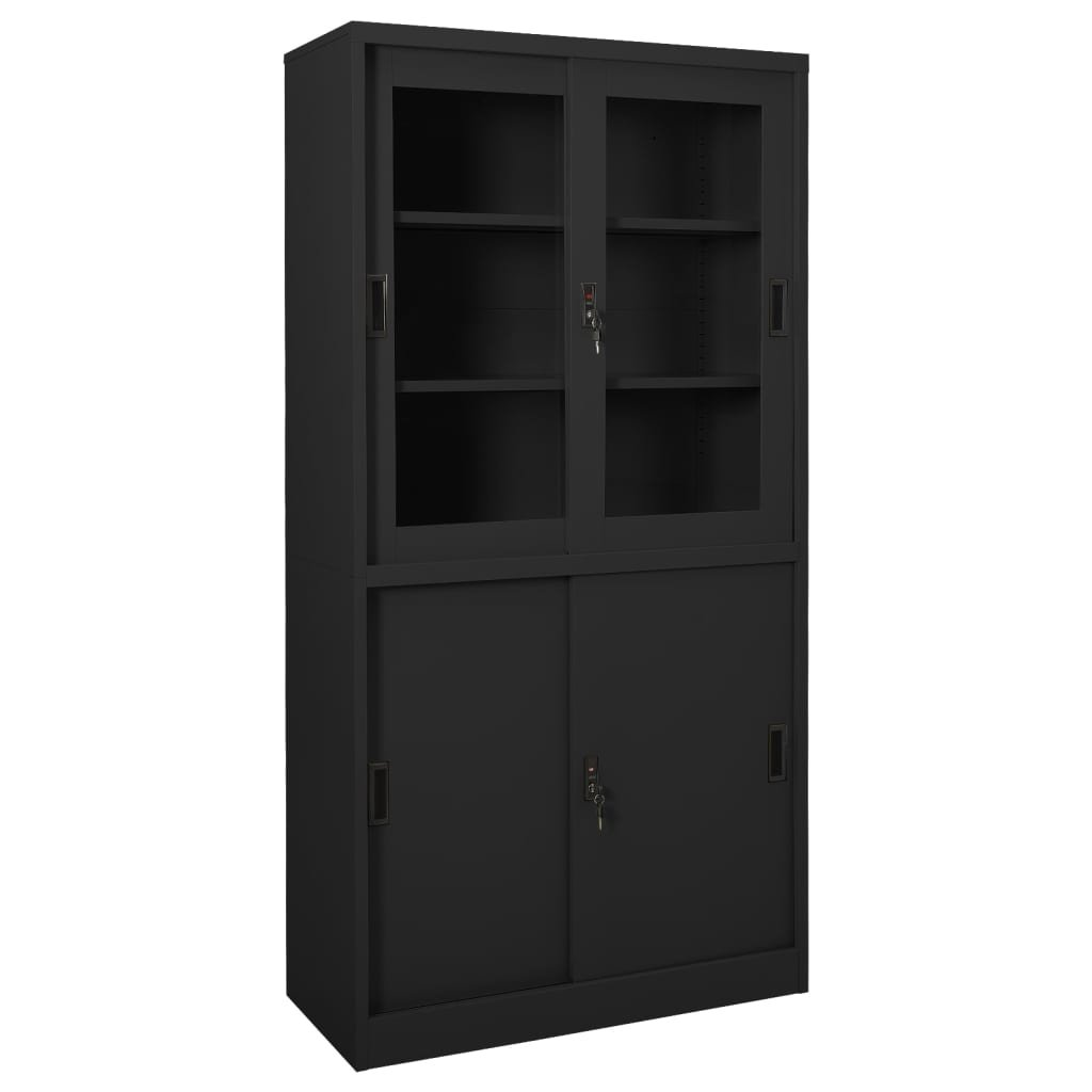 vidaXL Lumarko Szafa biurowa z przesuwnymi drzwiami, antracytowa, 90x40x180 cm! 335965