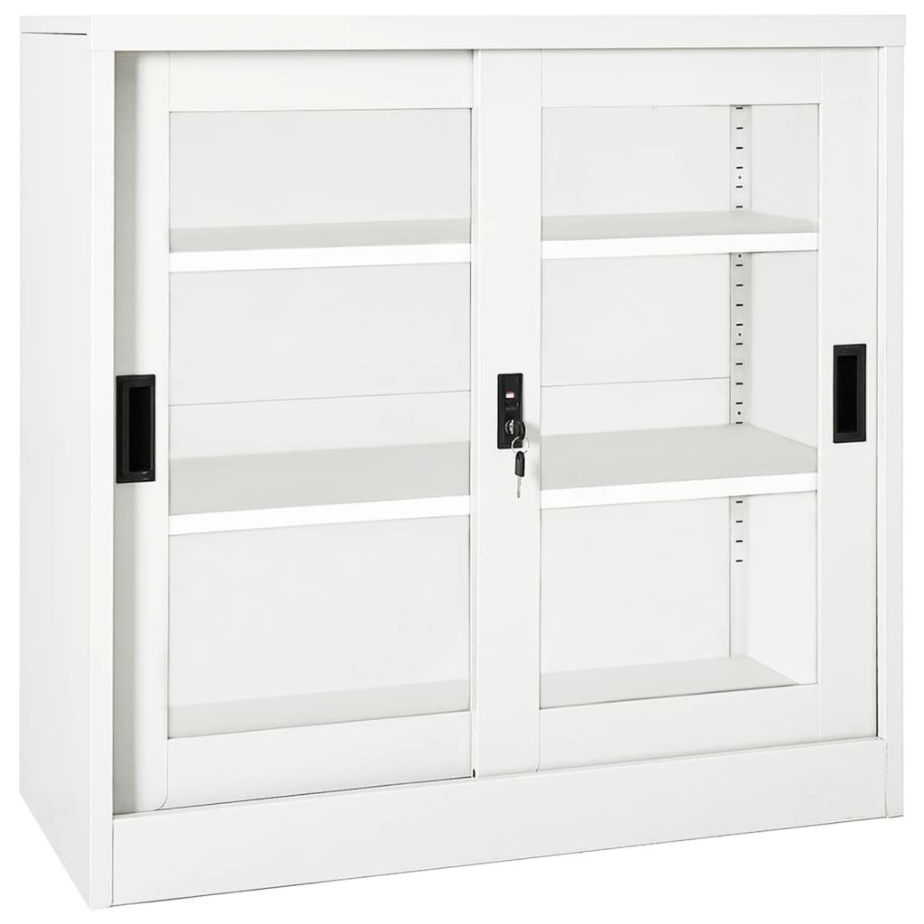 shumee Szafka z drzwiami przesuwnymi biała 90x40x90 cm stal