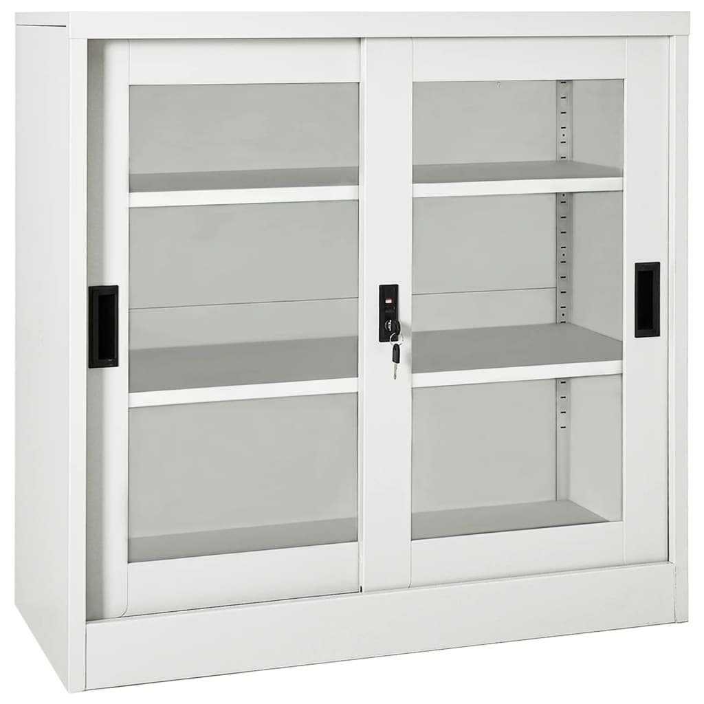 shumee Szafka z drzwiami przesuwnymi jasnoszara 90x40x90 cm stalowa